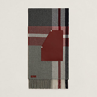 HERMES お洒落マフラー カシミア Tartan Poches Cuir Appliquees Tartan Poches Cuir Appliquees scarf | Hermès Canada